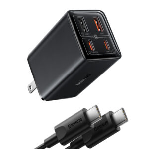 Baseus GaN6 Pro Fast Charger 2C+2U 65W (Flat plug, 100W C to C cable included, 1m)