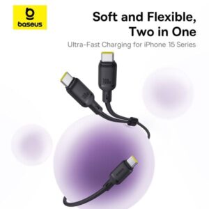 Baseus New Pudding Series C to C+C 100W Multi-Function Fast Charging Cable (1.5m, 480Mbps)