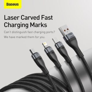 Baseus Fash Series USB TO 3 IN 1  Fast Charging Data Cable