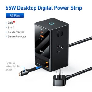 Baseus Digital Control power strip 6-IN-1 65W BLACK