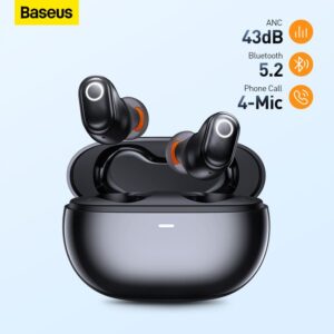 Baseus Bowie WM05 ANC Wireless Earphone Hybrid 43dB TWS Earbuds 4-mics Noise Cancellation Earphone Bluetooth 5.2 HiFi Headphone