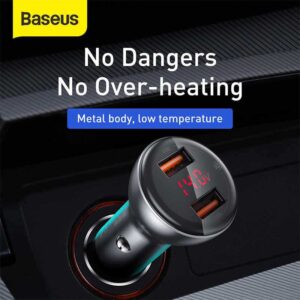Baseus Digital Display PPS Dual Quick Charger Car Charger 45W WITH CABLE