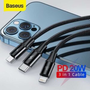 Baseus Rapid Series 3-in-1 Fast Charging Data Cable Type-C to M+L+C PD 20W