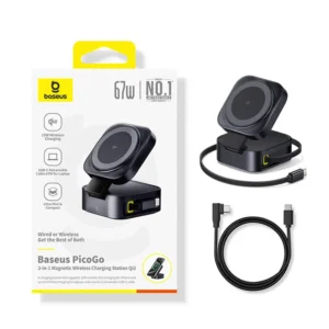 Baseus Qi2 15W Magnetic Wireless Charger 67W 2-in-1 Phone Laptop Fast Charging Dock Station For Macbook iPhone 16 14 15 Samsung